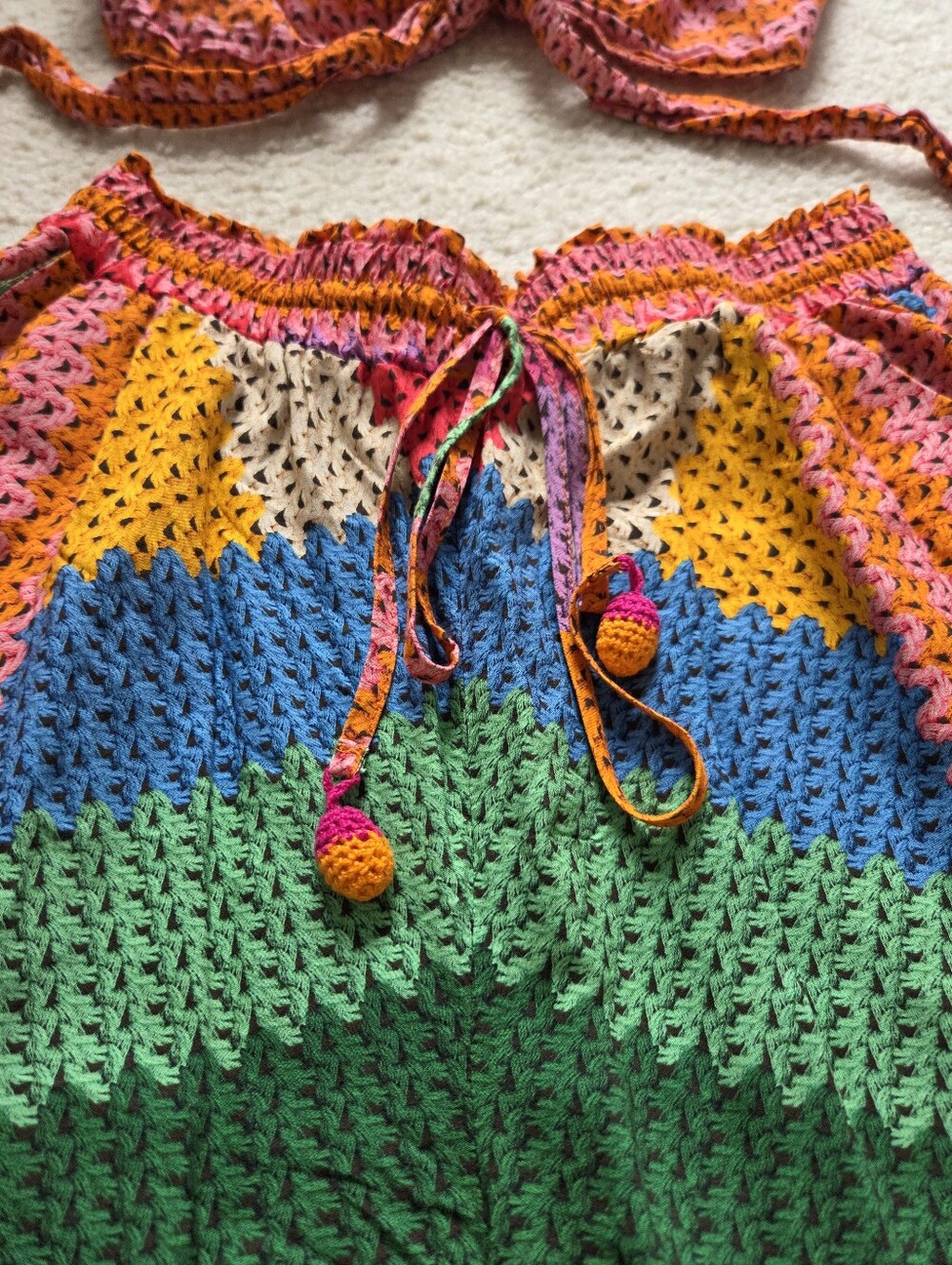 Farm Rio Crochet Patterned Two-Piece Set in Multicolor Stripes - Picture 3 of 5